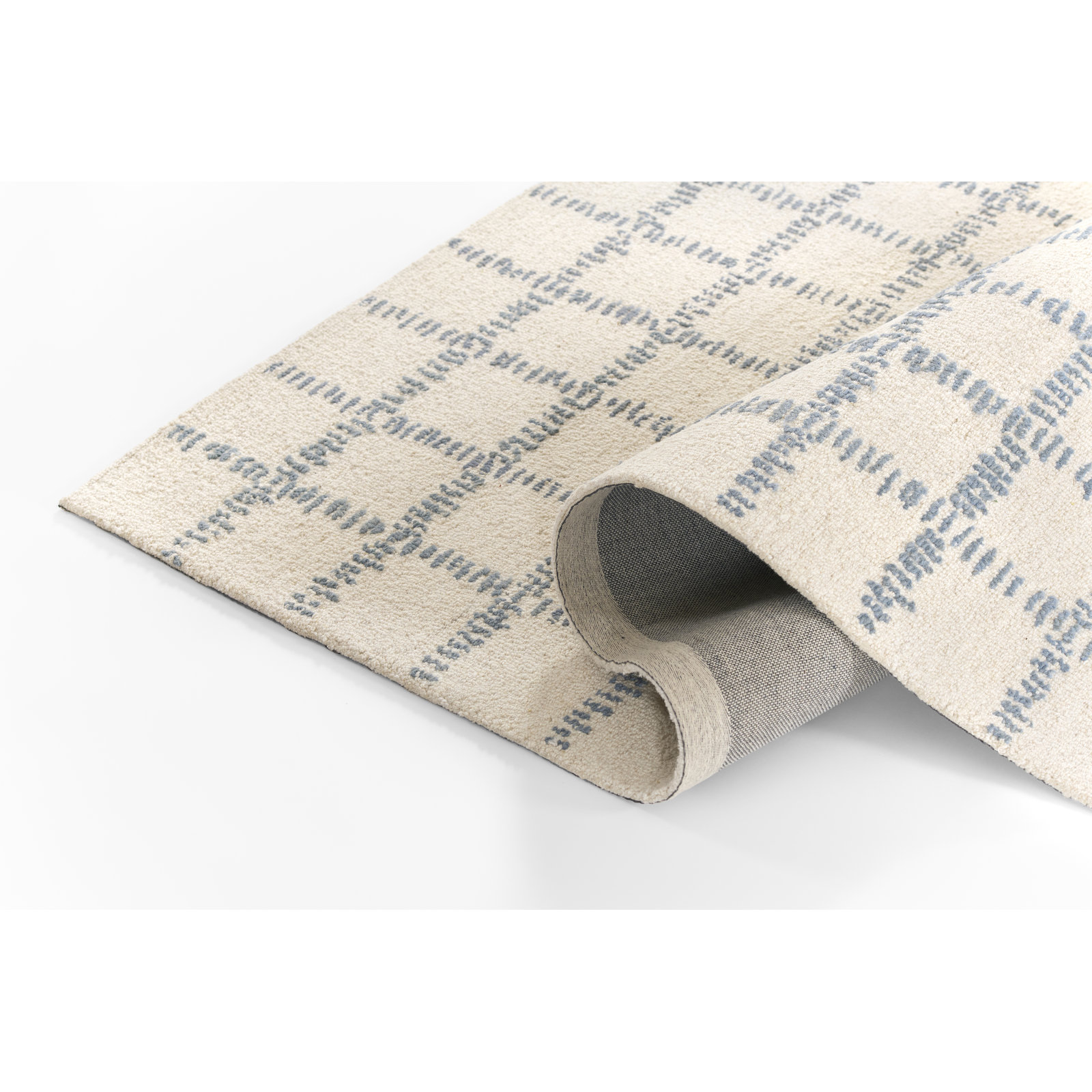 Patia Hand Tufted Wool Geometric Light Blue Area Rug 5' X 8', 5' X 8'