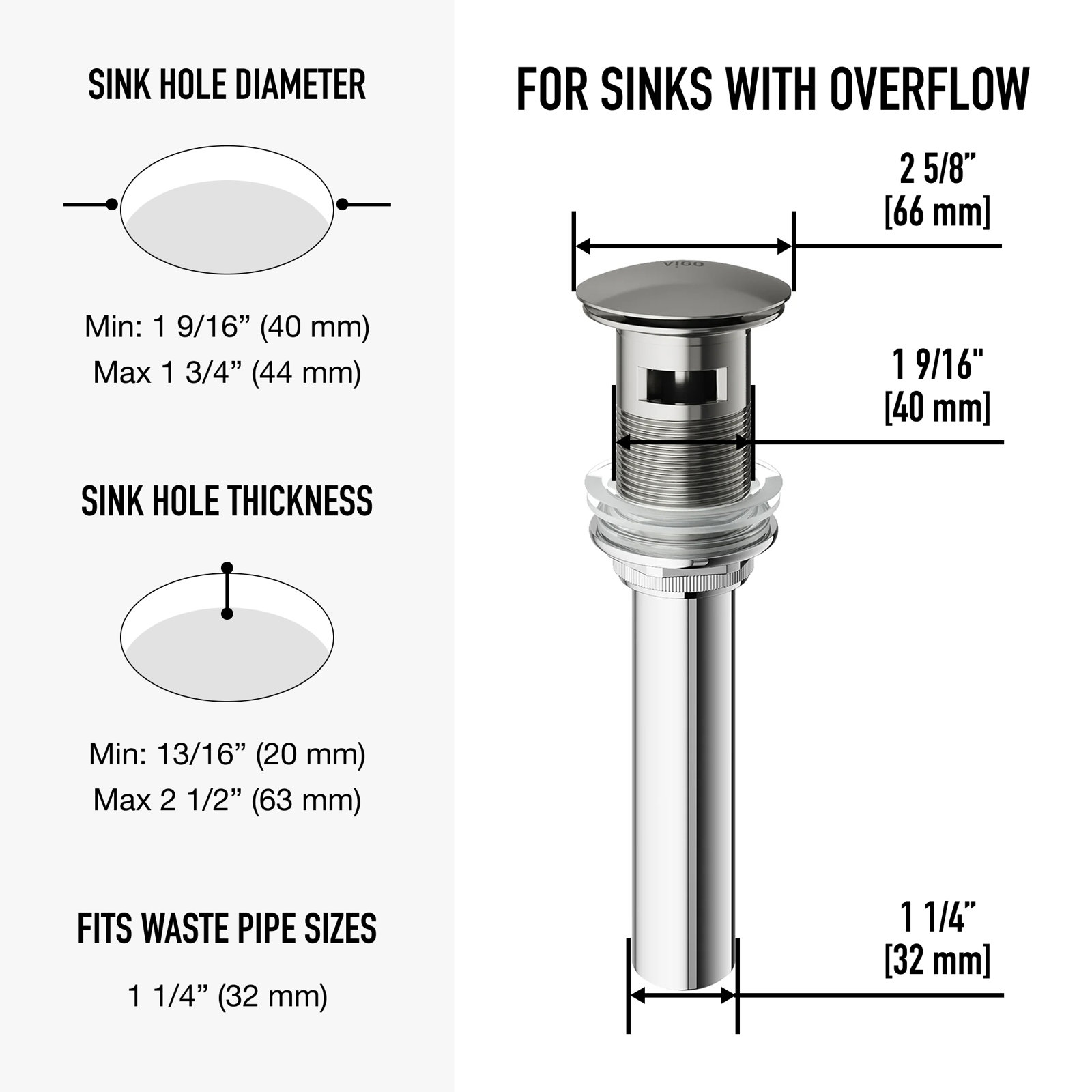 Pop-Up Bathroom Sink Drain with Overflow, Brushed Nickel