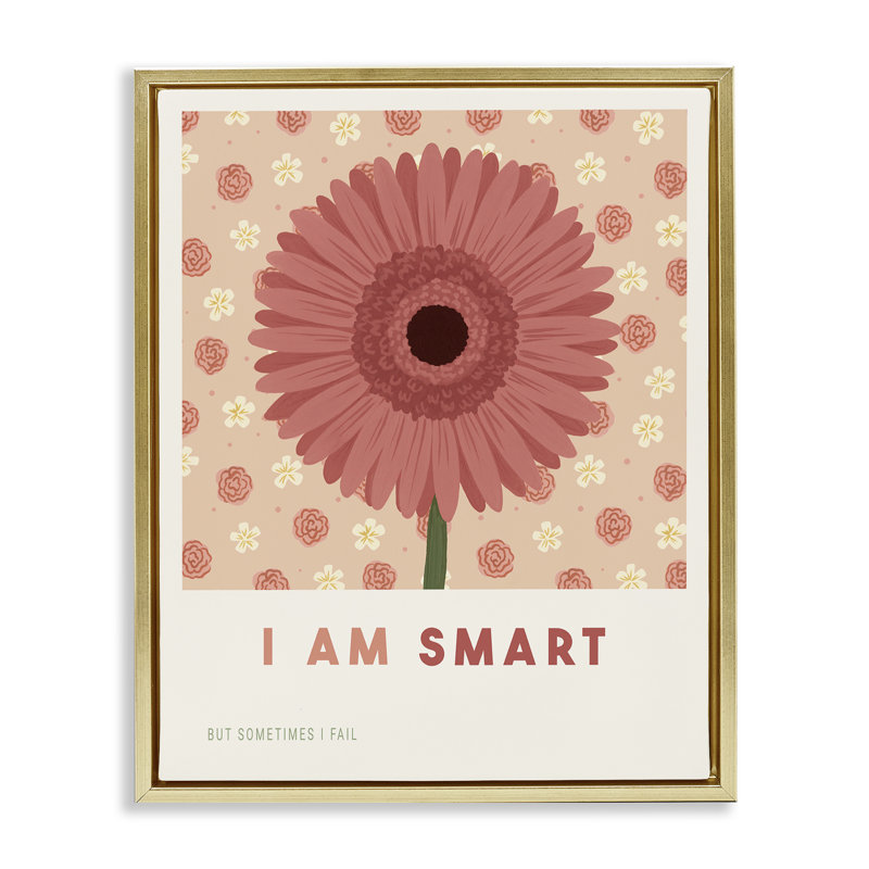 Cadre flottant Gerber Daisy I Am Smart, design par Courtney Haley, H 31 po x l 25 po, Cadre flottant métallique doré