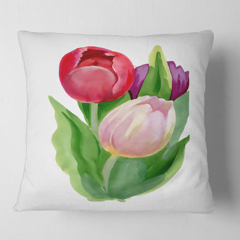 Magnifique tulipe avec housse de coussin carré et insert, 16" x 16"
