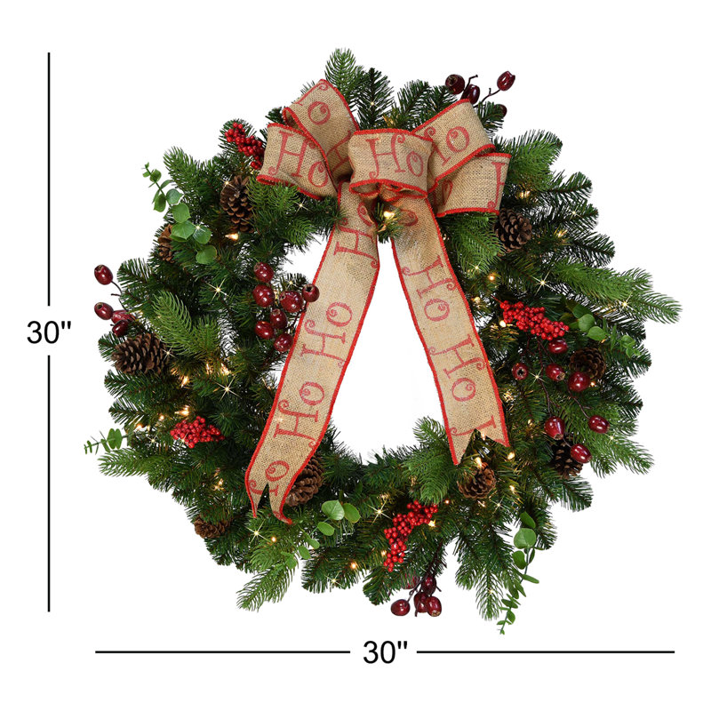 Faux Lighted Pine 30'' Wreath