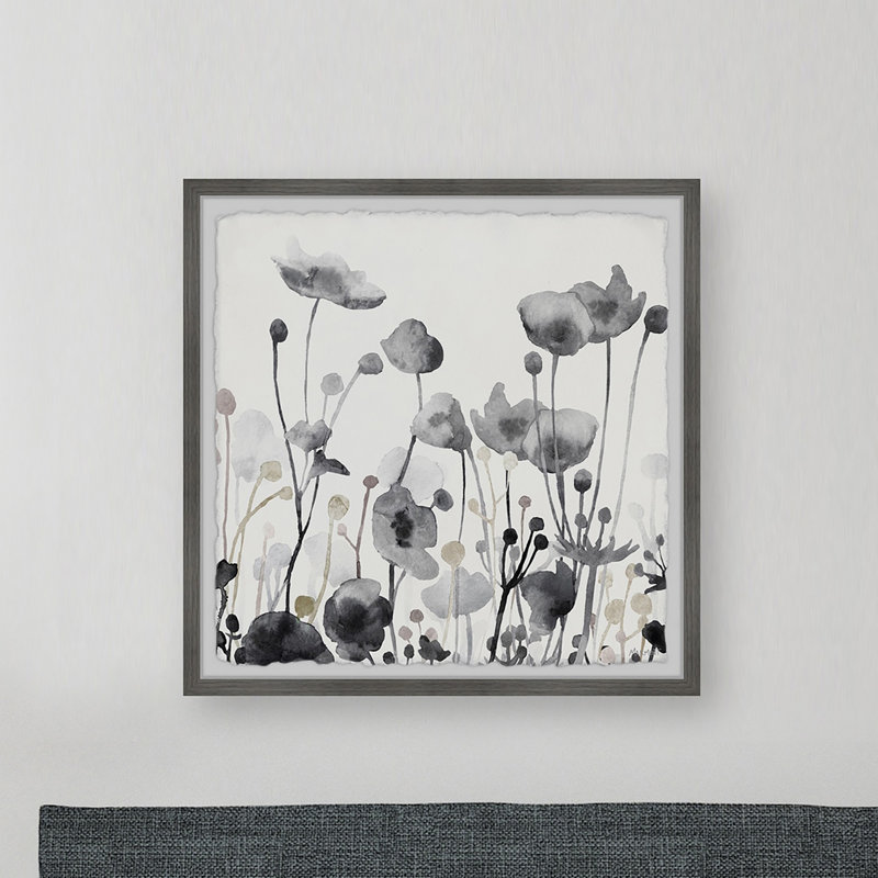Gray Flowers - Single Picture Frame Painting, 30cm H x 30cm W x 3.81cm D