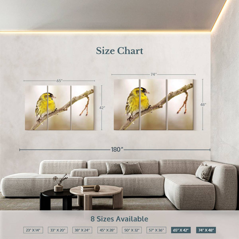 Brampt Perched Yellow Bird, 42" H x 65" W