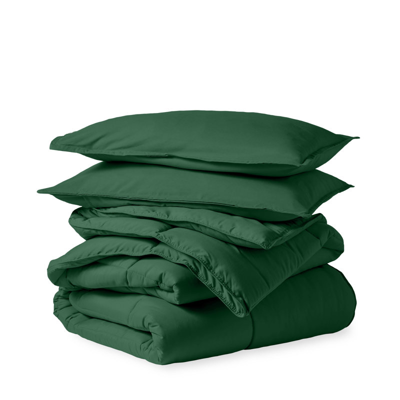 Traditional Box Stitch Comforter, Forest Green