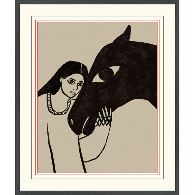 Dame et cheval, H 25,75 po x l 21,75 po