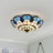 Thora Turquoise Blue, Ivory Tiffany Style Flushmount Ceiling Lamp