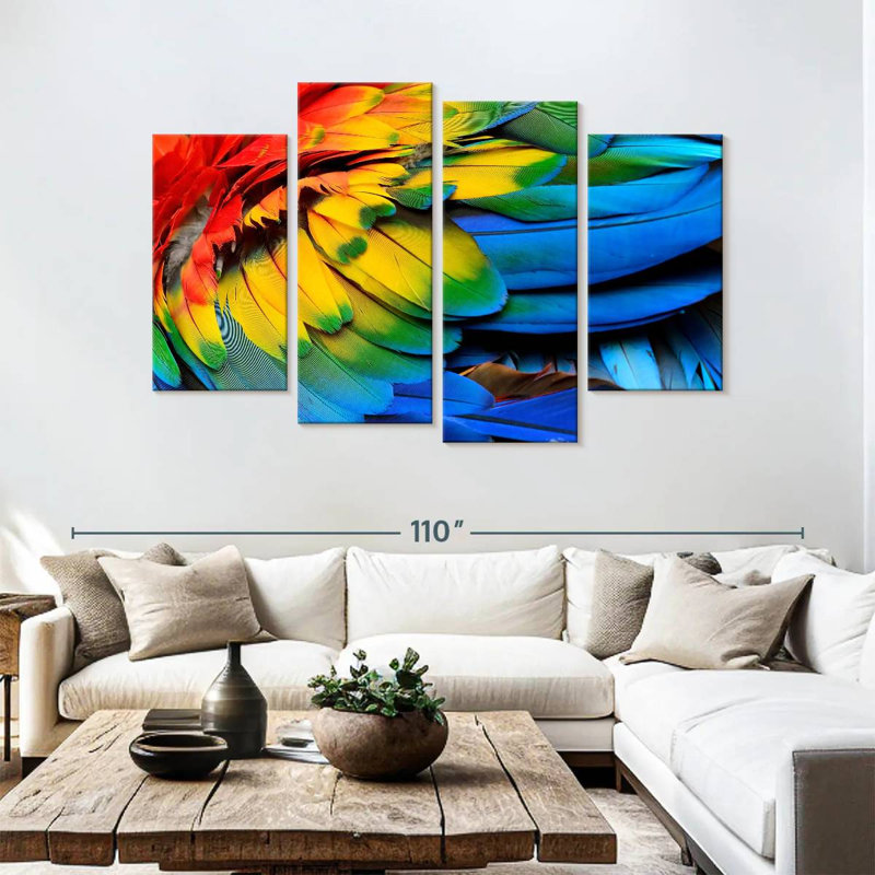 Brampt Rainbow Feathered Macaw, 54" H x 84" W