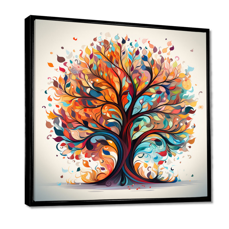 Abril - art mural chêne, Toile avec cadre flottant noir, H 16 po x l 16 po x P 1 po