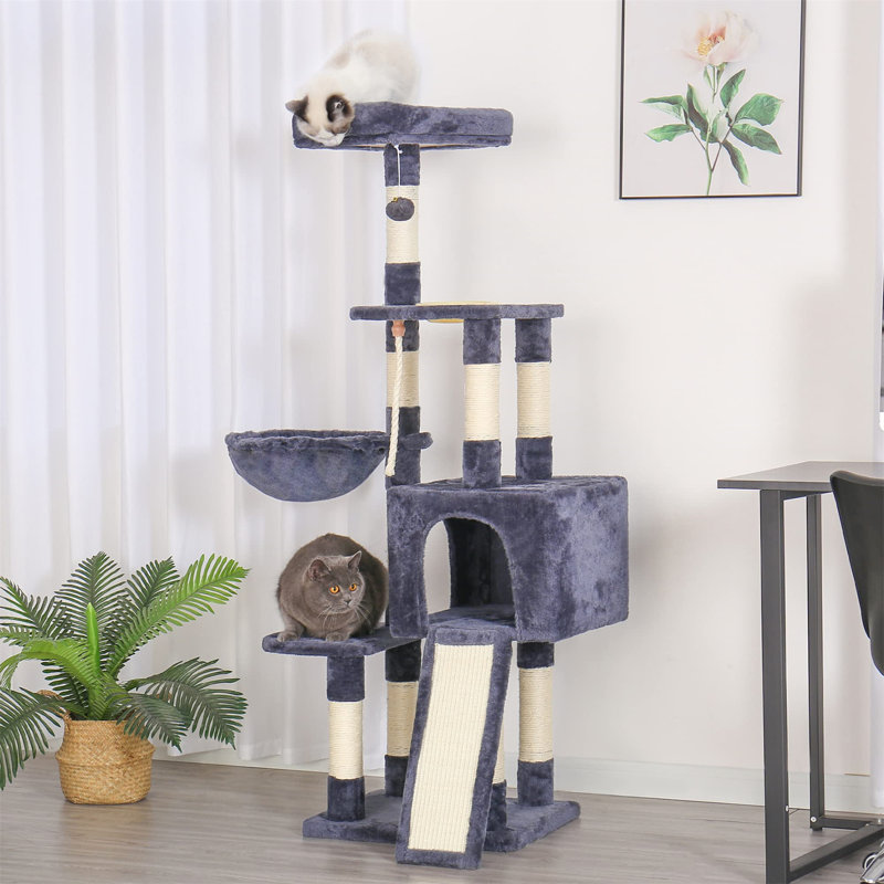 Arbre à chat Evalena, H 59,06 po x l 15,75 po x L 17,72 po, Gris foncé