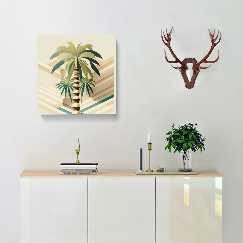 Palm Tree Geometric No.1 - Wrapped Canvas, 35cm H x 35cm W x 3cm D