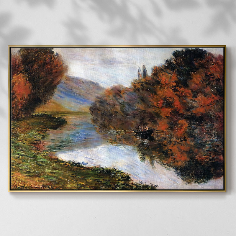 Chaloupe sur la seine à Jeufosse, 1884, H 41 po x l 27 po x P 2 po, Toile avec cadre doré