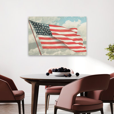 Grand grand drapeau - drapeau américain, art éphémère aux nuages bleus