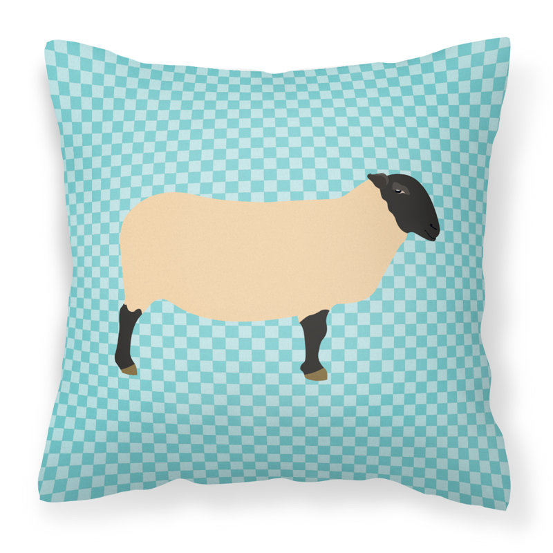 Coussin extérieur suffolk ovin check, Bleu, 18 po x 18 po