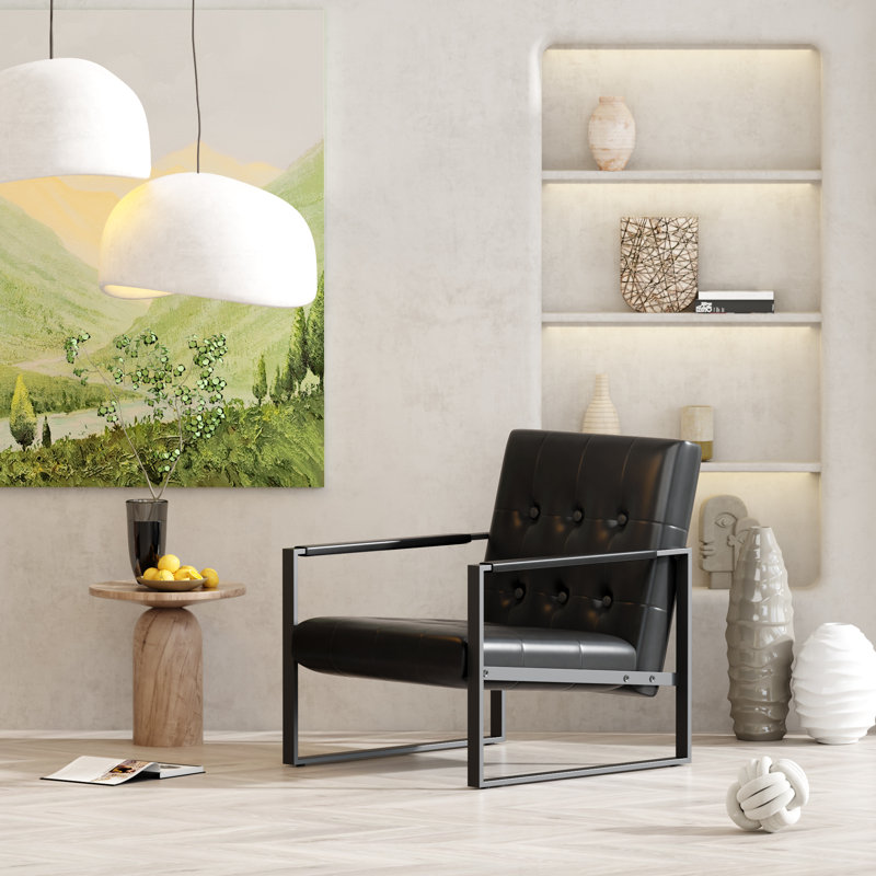Fauteuil l 23 po, Similicuir noir