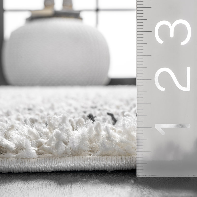 Tapis à motif géométrique blanc cassé Asusus, Rond 4 pi