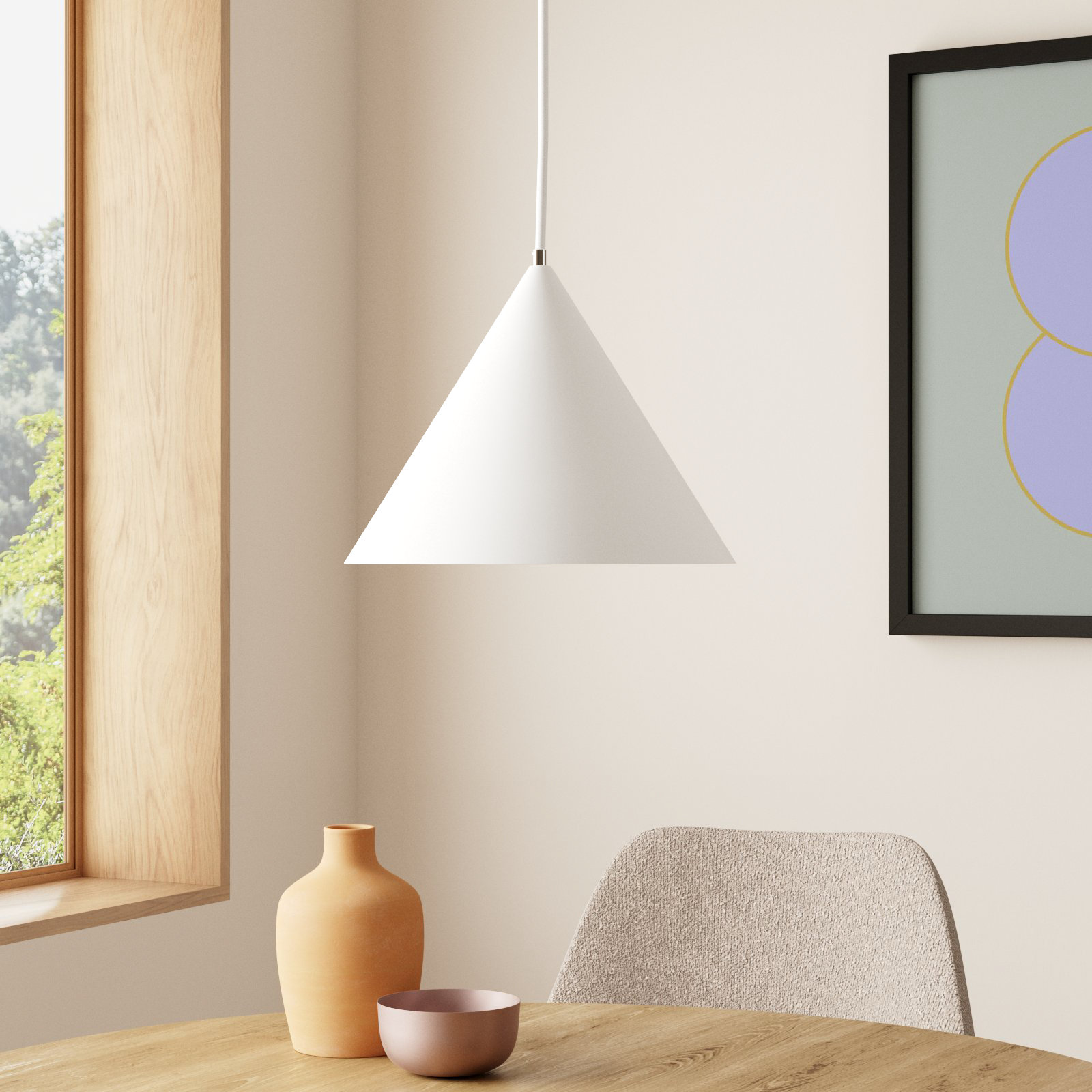 Johnston 1-Light Dimmable Integrated LED Single Pendant , Matte White, 9.5" H x 12.5" W x 12.5" D