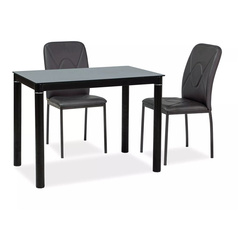 Gemius Rectangular Glass Top Dining Table, Black