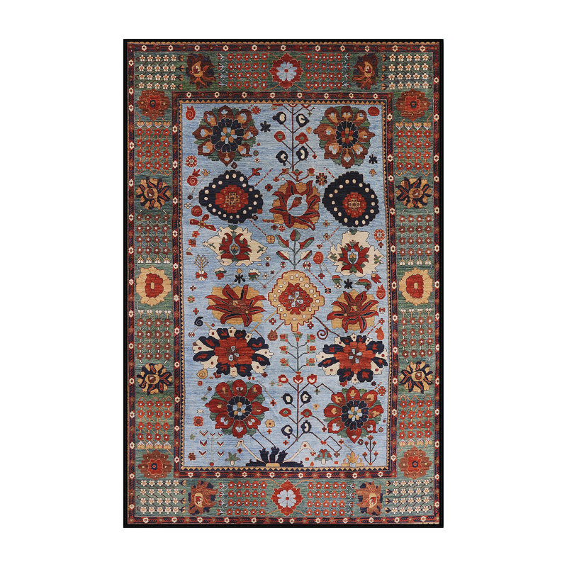 Tapis oriental rouge et bleu, Rectangle 7 pi x 9 pi