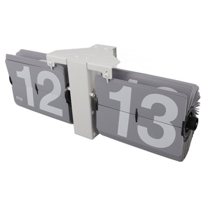 Automatic Flip Clock Mechanical Battery Powered Retro Digital Down for Desktop Standing Wall Hanging 12H White Stand and Grey