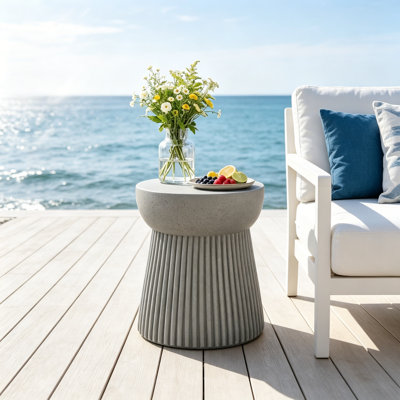 Outdoor Lightweight Concrete Side Table With Hourglass Design And Versatile Functionality For Modern Spaces