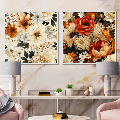 Acanthe - ensemble de 2 reproductions d'art sur toile florales