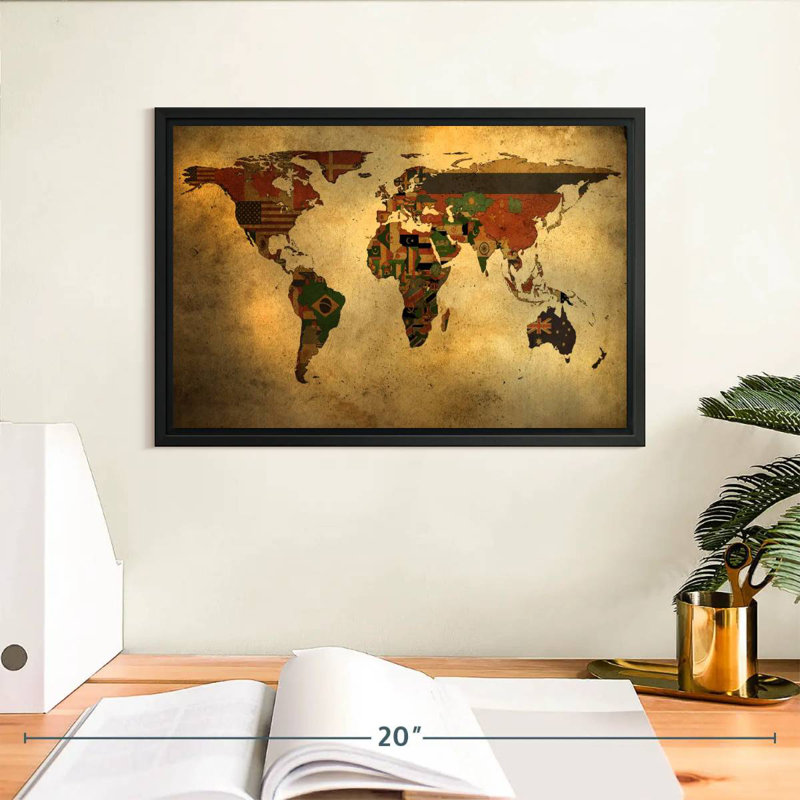 Carte des drapeaux du monde Aliaz, H 9 po x l 13 po