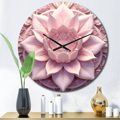 Horloge murale délicate rose Mandala V
