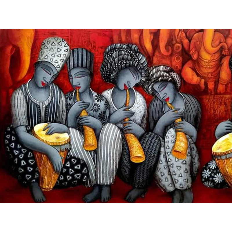 Rythme des instruments de musique | Acrylique sur toile | Par Samir Sarkar