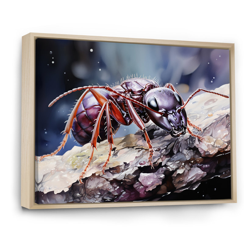 «Enchanted Microcosm Amethyst Ant» sur toile, H 34 po x l 44 po x P 1,5 po, Cadre naturel flottant