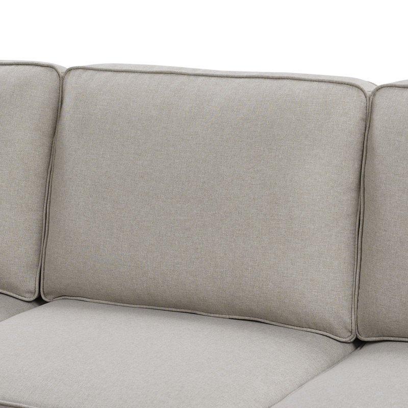 Aindriu Upholstered U-Shaped Sectional Reversible, Beige Polyester