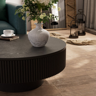 Table basse ronde 35 po fabriquée à la main en bois massif
