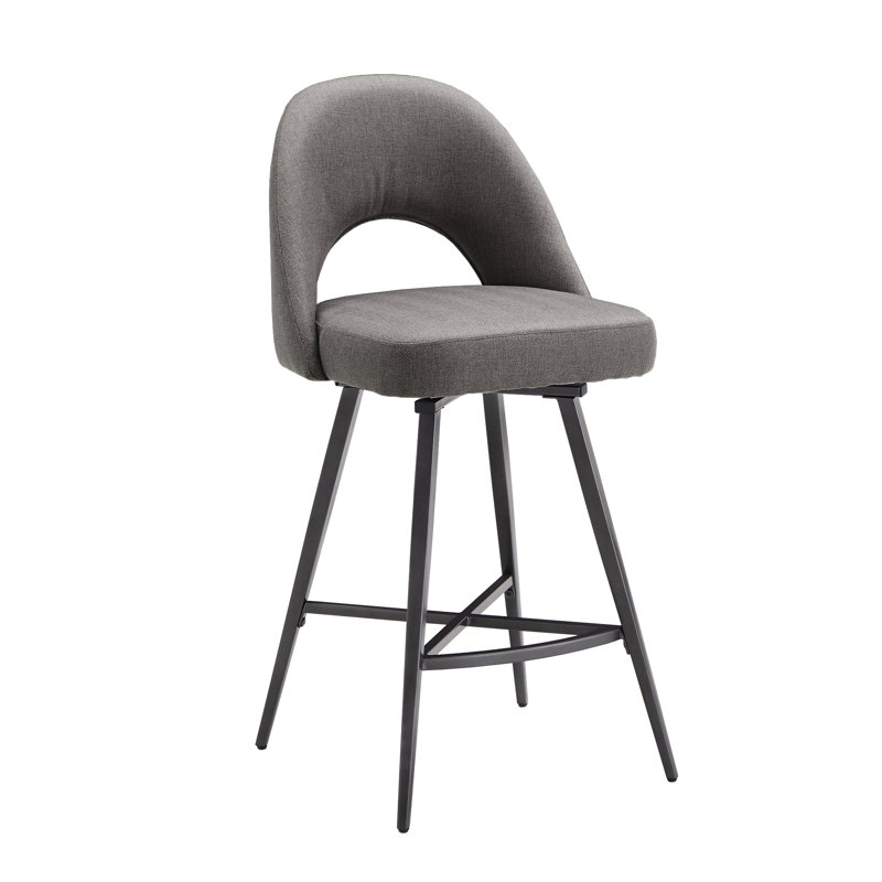 Tabouret de bar et de comptoir pivotant Etna, Tabouret de comptoir (siège d'une hauteur de 26 p, Sergé à chevrons gris