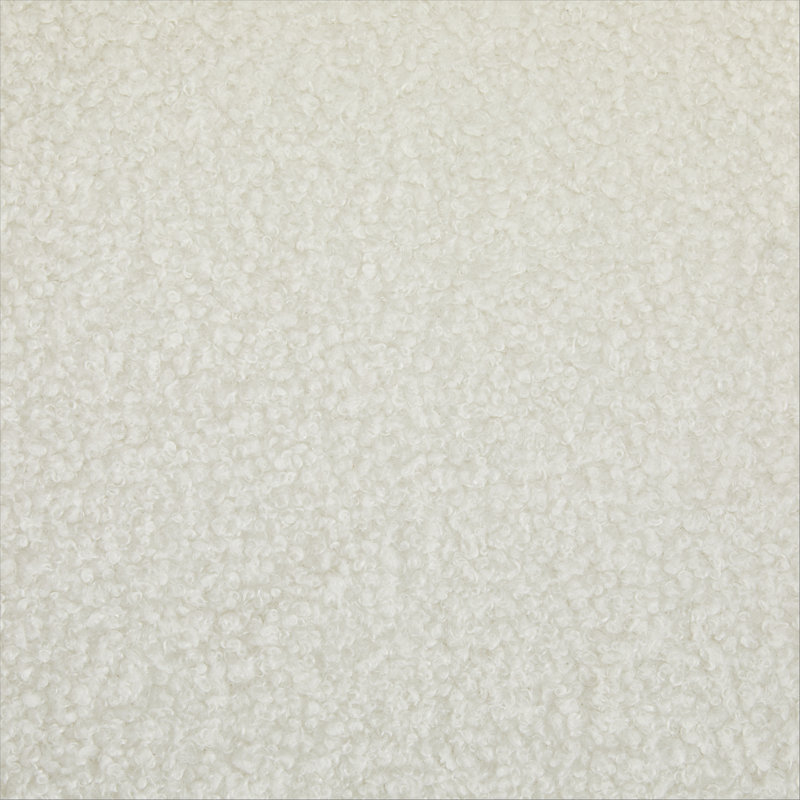 Ensemble de 2 chaises de salle à manger avec dossier coussiné, tissu blanc bouclé, structure en bois massif de couleur naturelle