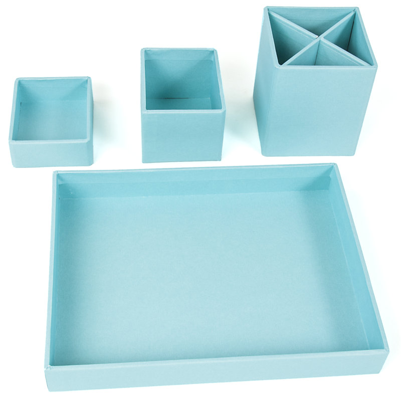 Ensemble de 4 organisateurs de bureau Omariana, bleu