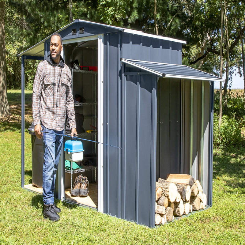 Gray 11 ft x 5 ft Steel Utility Storage Shed