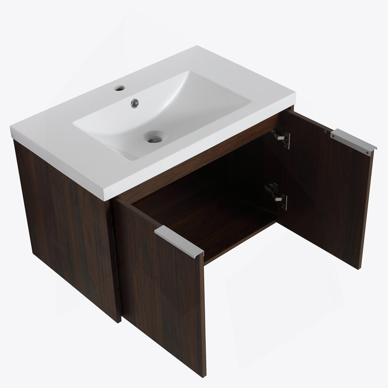 Meuble-lavabo 72 po à fermeture en douceur avec lavabo, Noyer de Californie, 72"