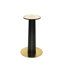 Table ronde de 85 cm en verre trempé avec pieds en bois noir et base en métal doré, rendant votre espace plus invitant, idéal pour un usage domestique, assemblage rapide