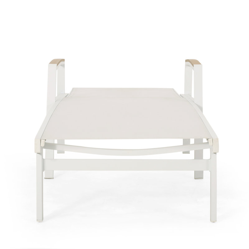 Burnam Outdoor Metal Chaise Lounge Set with Table, White