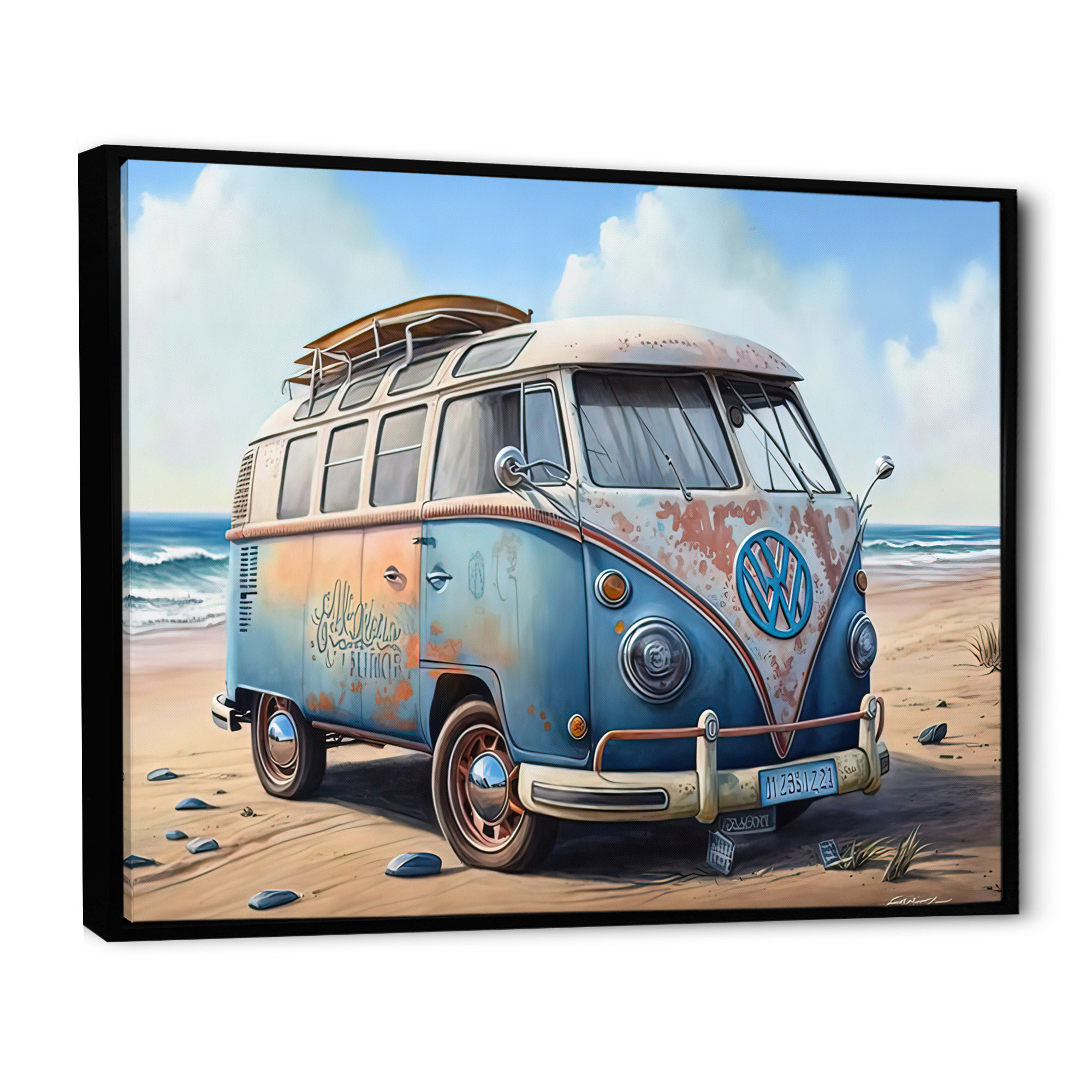 Dovecove 70S Surfing Van At The Beach III On Canvas Painting | Wayfair