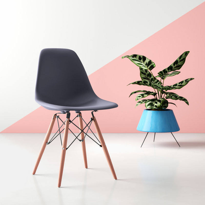 Chaise d'appoint en plastique Wrenshall, Noir/naturel