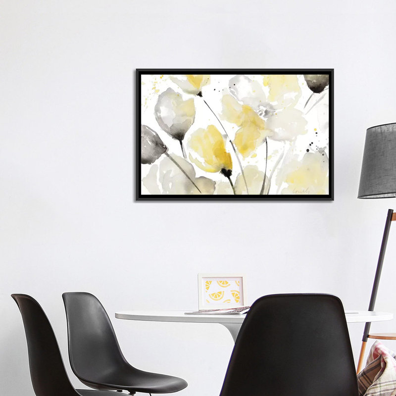 Reproduction d’art abstrait floral neutre II par Lanie Loreth, H 26 po x l 40 po x 1,5 po, Toile avec cadre noir