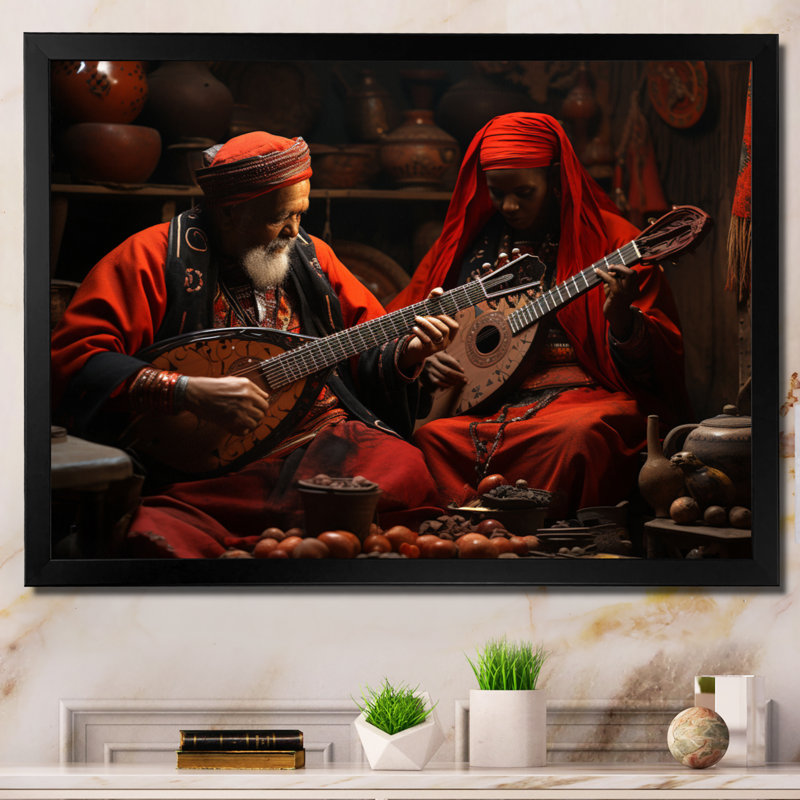 " Egypt Ancient Rhythms ", Black Picture Framed, 16" H x 32" W x 1" D