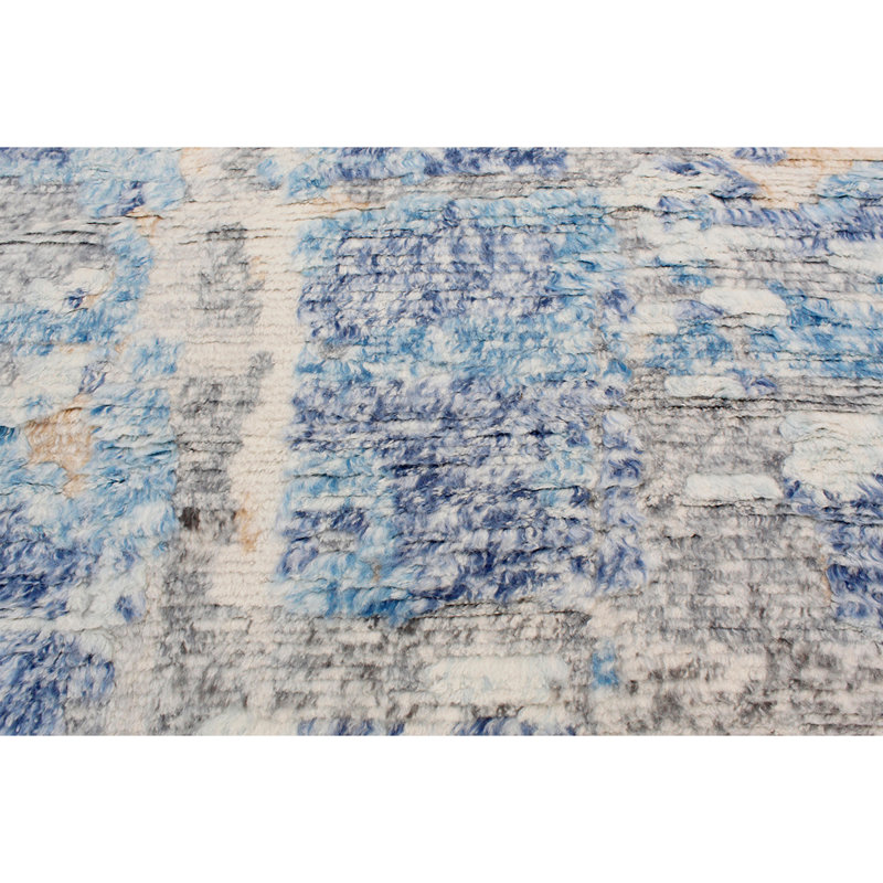 0ZARTZN33GYBL Wool Abstract Area Rug in Blue, Rectangle 10' x 14'