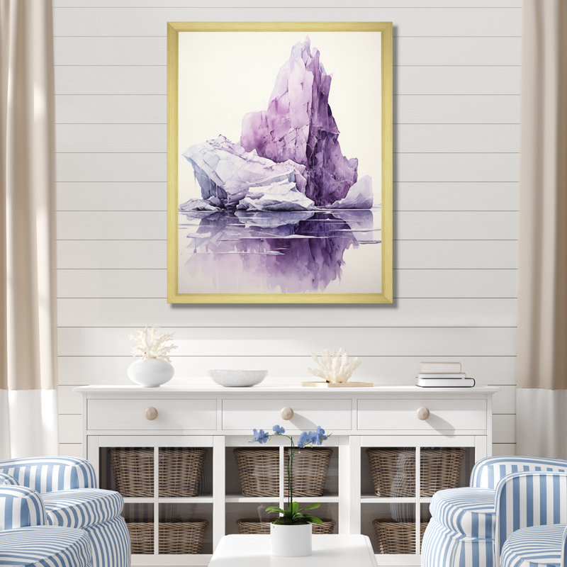 Iceberg mauve mystérieux - Impression, H 20 po x l 12 po x P 1 po, Encadrement doré
