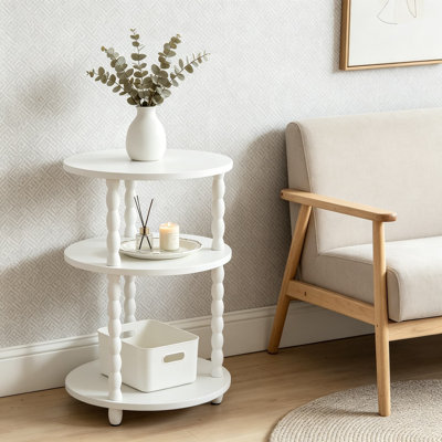 Petite table d'appoint ronde à 3 niveaux en bois, table de bout moderne avec tablettes de rangement, table de chevet pour salon, chambre à coucher, dortoir, petits espaces