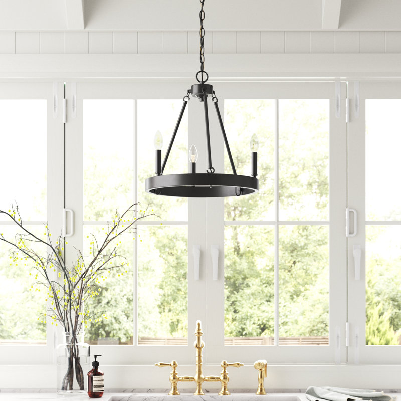 Emmalynn 3 - Light Steel Dimmable Round Chandelier