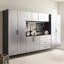 Armoire de rangement murale de style contemporain, 32 po L 79 po x P 20 po, apparence gris métallique, tiroirs et portes, résistance à la chaleur de l'eau, bordure à double épaisseur, matériau de qualité E0, tablette