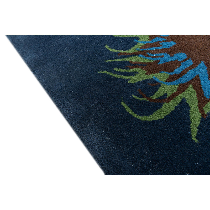 Tapis carré bleu marine Noell