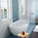 55.12" L X 29.1" W X 22.05" H Matte White Freestanding Solid Surface  Bathtub SWBT45-5529