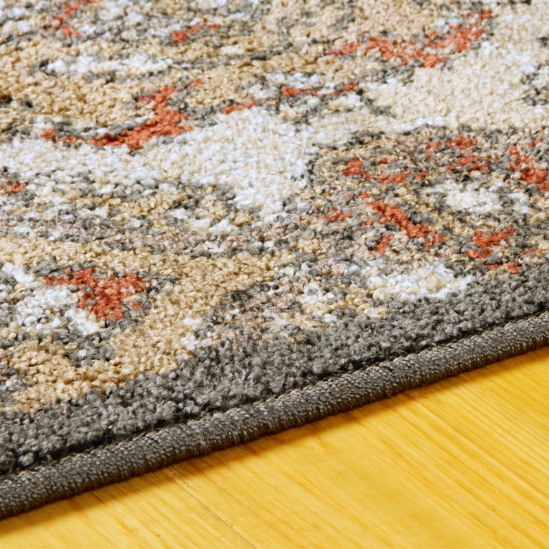 Tapis de couloir géométrique 100% polypropylène Peretsman, motif de losanges doux et durable